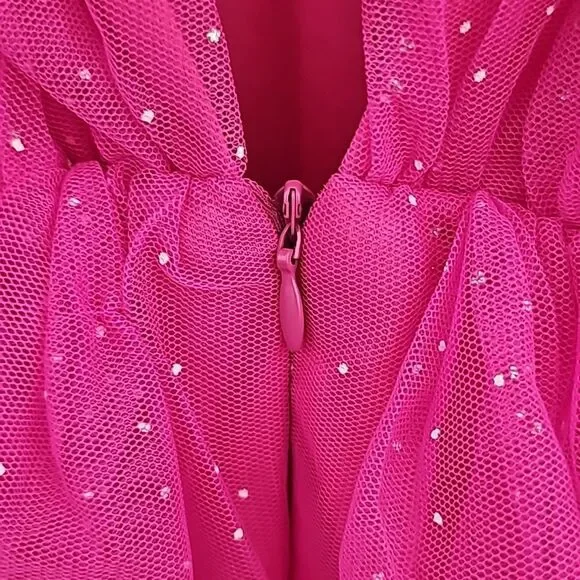 Vici exclusive: Glitter‎ Always Tulle Tiered Mini Dress - HOT PINK - Size Small - Picture 10 of 16